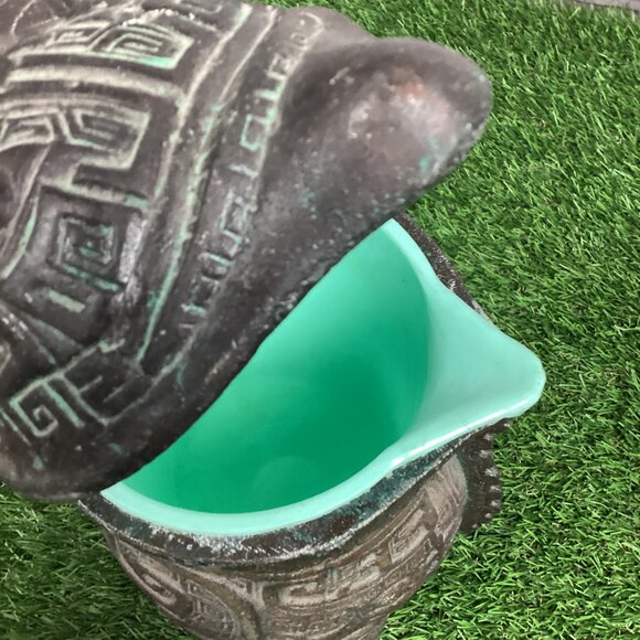 Vintage JAMES MONT Style Verdigris Mid-Century Asian Pitcher - Picture 7 of 14